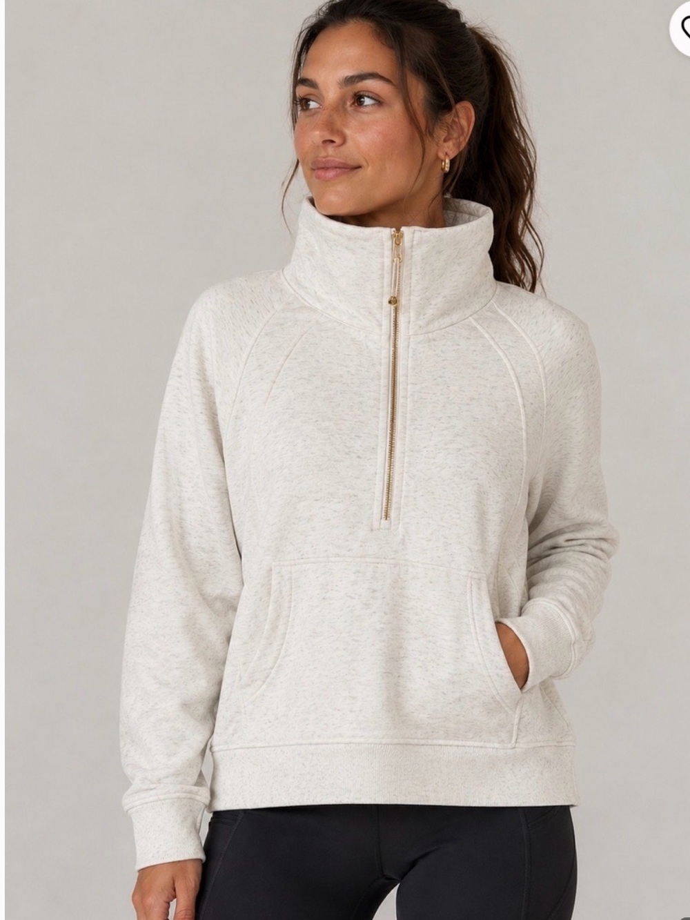 Lululemon Scuba Oversized Funnel Neck Half-Zip Hoodie Heather Oatmeal